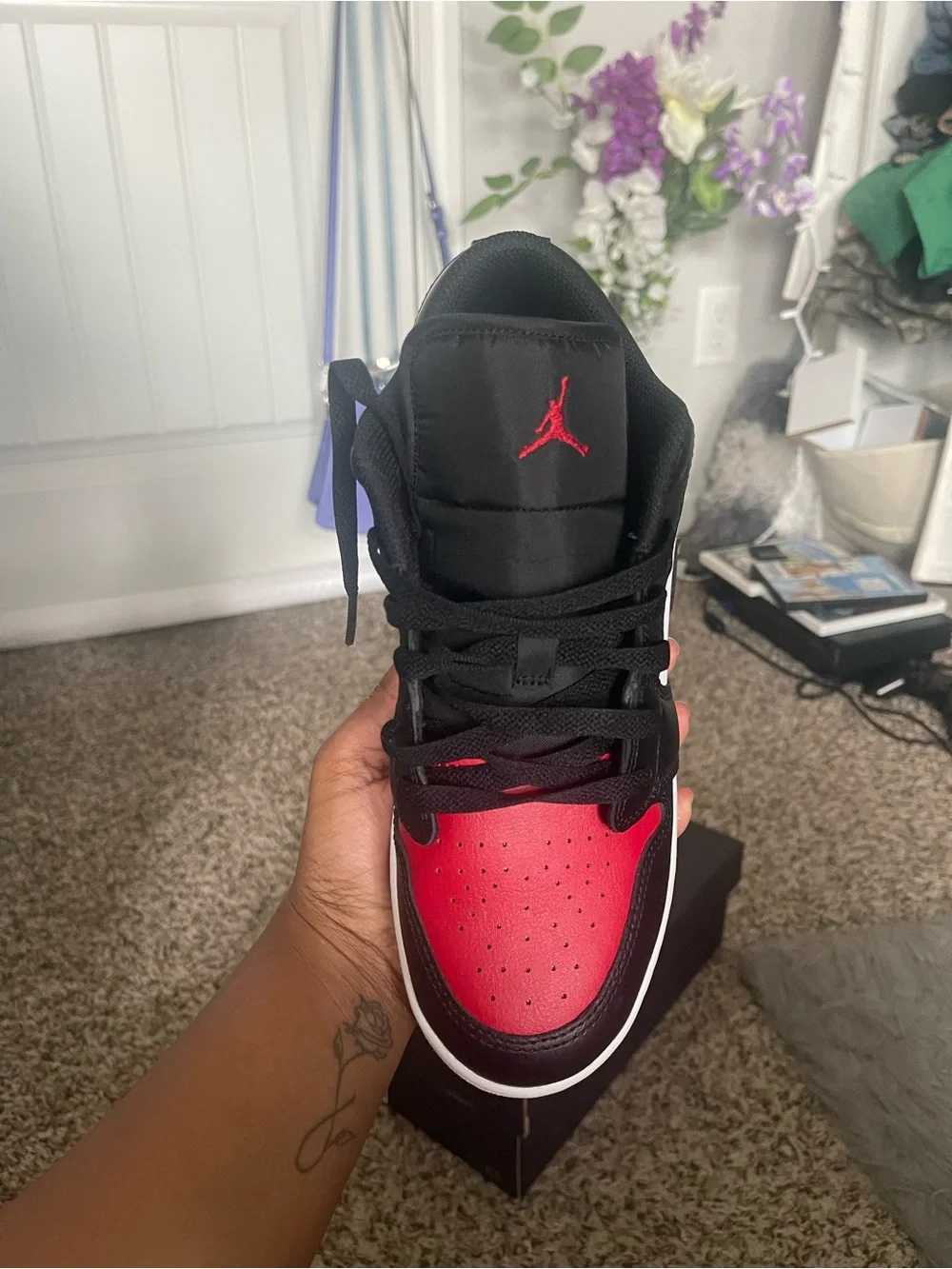 Nike Air Jordan 1 Low GS Black/White/Red Big Kids